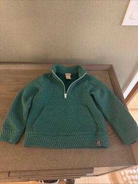 L.L. Bean kids Textured Quarter-Zip Pullover - Teal Green